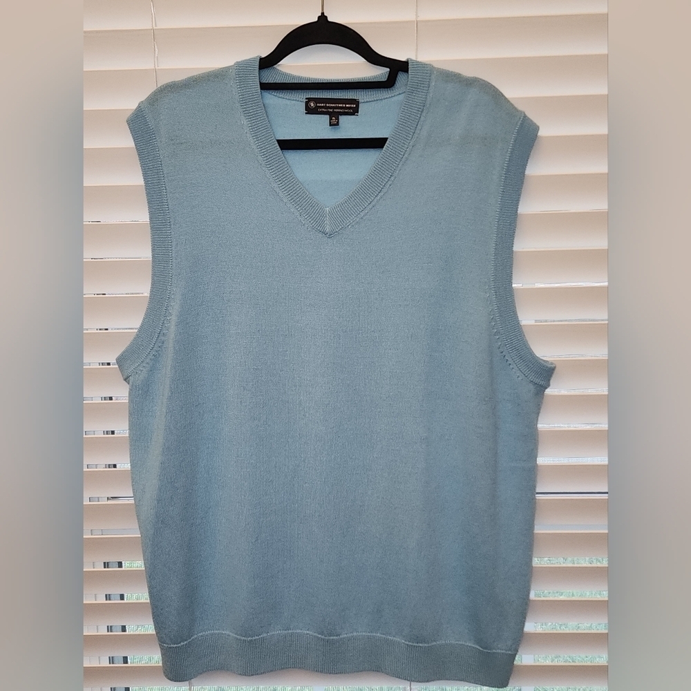 Hart Schaffner Marx Extra Fine Merino wool sweater vest size XL Light Blue